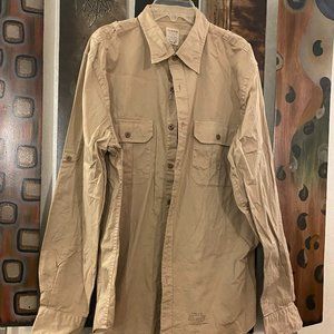 J. Crew Broken in Chino Khaki Shirt, Size L